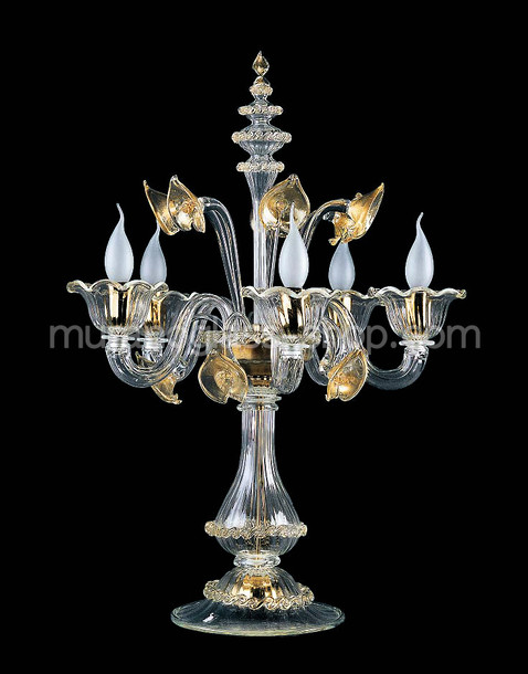 7744 series Table Flambò, Table Flambò with gold decorations at five lights