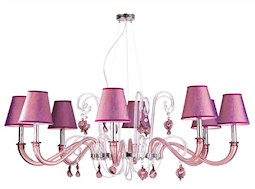 Amethyst color chandelier with lampshades