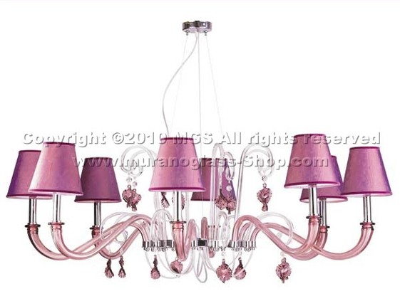 8787 series chandeliers with lampshades, Amethyst color chandelier with lampshades
