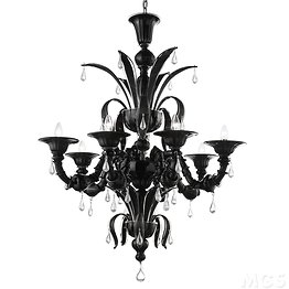 Ca' Rezzonico chandelier in black and crystal color