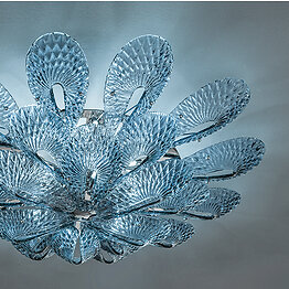 Ceiling lamp in crystal blu denim color