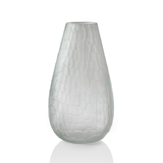 Oceanic light vase, Wrought vase in white milk and crystal shades