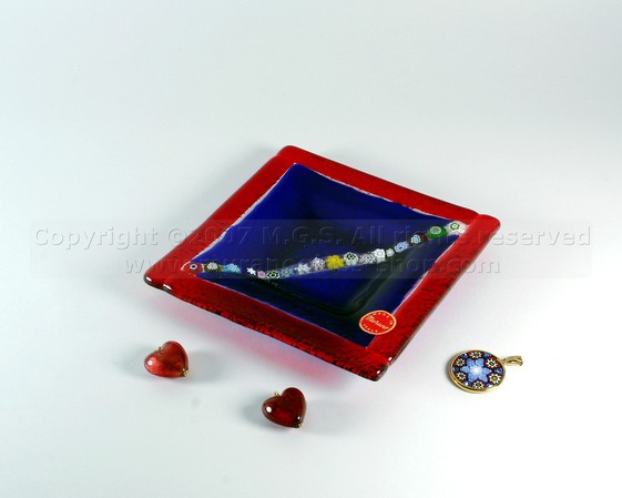 Colored plates with murrine, Colored plates with murrine 12x12cm