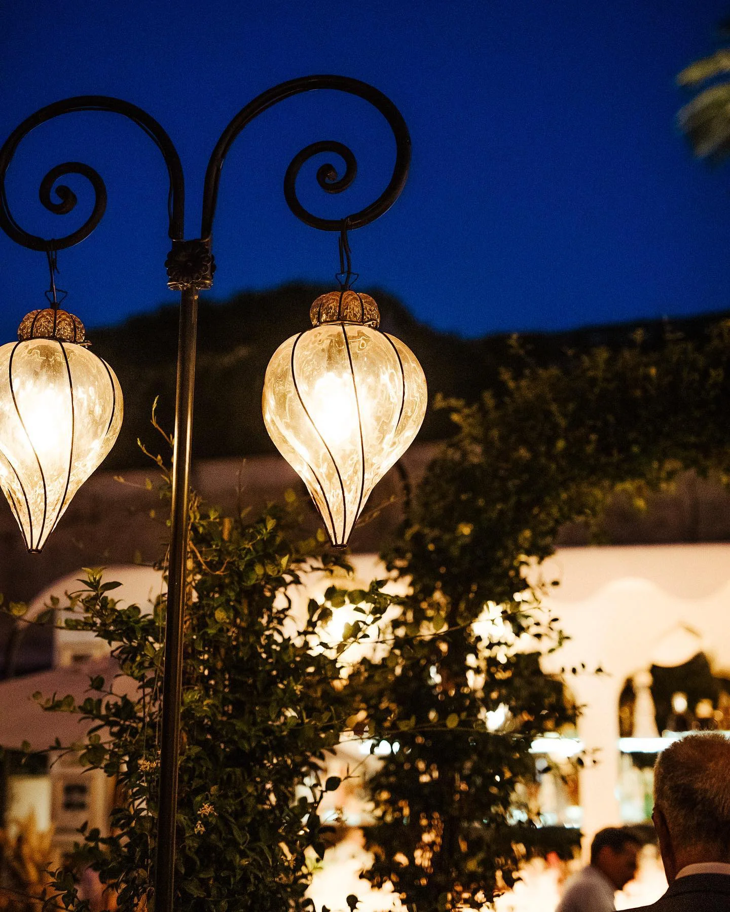 Venetian glass lanterns at Cipriani Saint Tropez garden lighting
