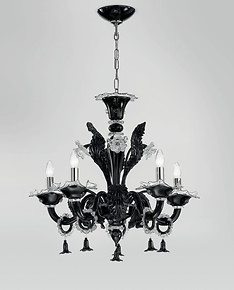 Crystal black chandelier at six lights