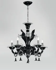 Crystal black chandelier at six lights