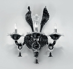 Crystal and black sconce at two lights