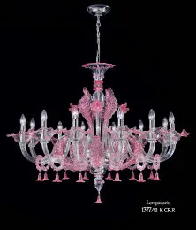 Crystal and ruby chandelier at twelve lights