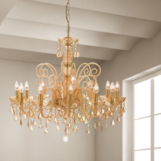 Bohemia Bright chandelier, 1059 bohemia series chandelier, 12 lights, crystal and green ocean  color