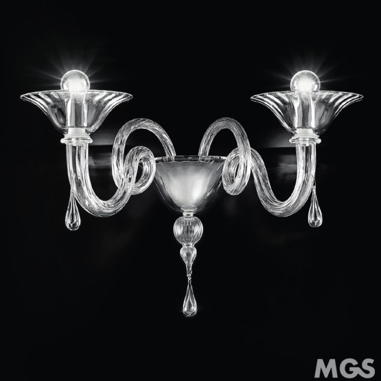 Pagnacco Wall light, Crystal and amber sconce at two lights
