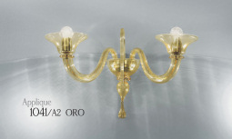 Crystal sconce with 24k gold decoration at two lights