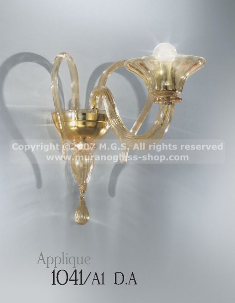 1041 Wall lights, Crystal sconce with amber decoration at one light