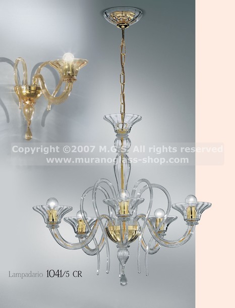 Guibet Chandelier, Crystal chandelier at five lights