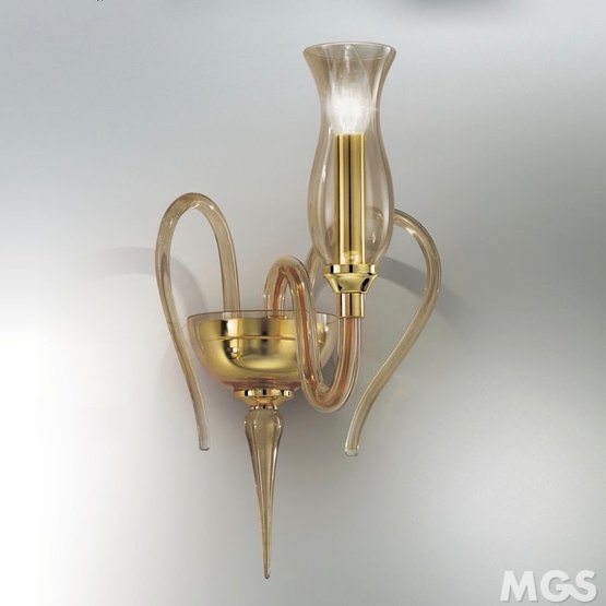 Teodato Wall light, Crystal sconce with amber decoration at one light