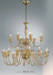 Crystal chandelier at eighteen lights with amber decoration