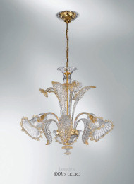 Crystalchandelier with 24k gold decoration at eight lights