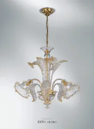 Crystalchandelier with 24k gold decoration at six lights