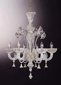Filigree chandelier with gold decoration at five lights