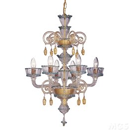 Chandelier with gold decoration at six lights