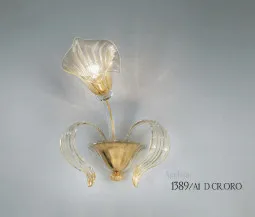 Applique in cristallo decoro oro 24k ad una luce