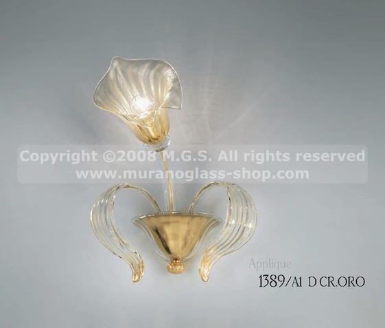 1389 Wall lights, Crystal sconce at one light with 24k gold decoration