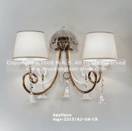 2315 Wall lights, Crystal sconce with lampshades at two light