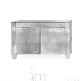 Two Door Credenza with Artistic Engravings