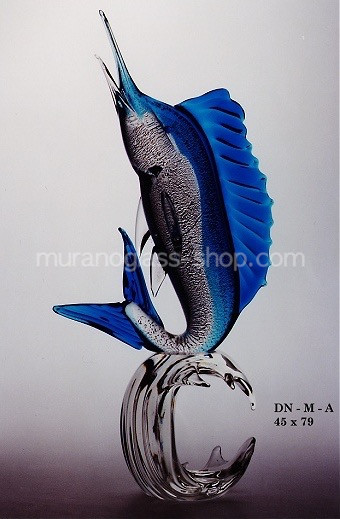 Marlin fishes, Marlin fish in aquamarine and silver leaf