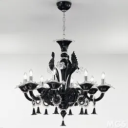 Crystal black chandelier at eight lights