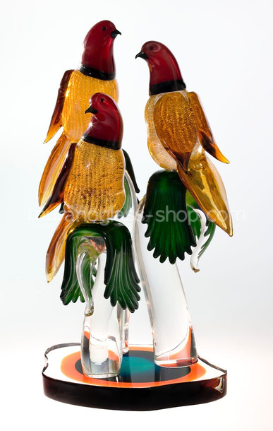 Birds on colored base, Gold decoration bird on coloured base