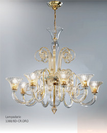 Chandelier at eight lights with gold decoration