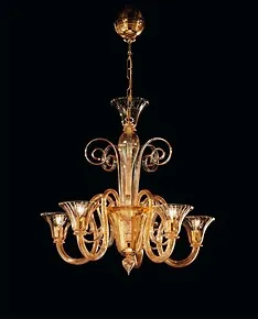 Chandelier at five lights with amber decoration