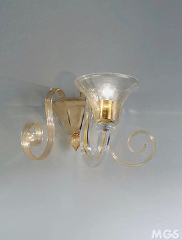 One light sconce with 24k gold decoration