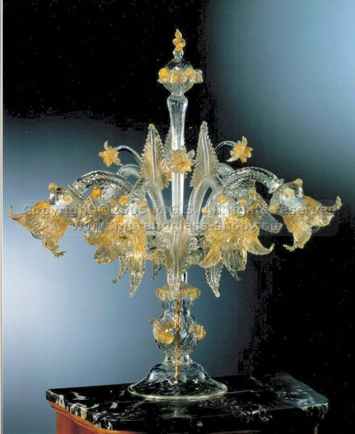 Table Flambò, Flambò of table with gold decorations at six lights