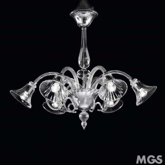 Venier Chandelier, 6 lights, blue color