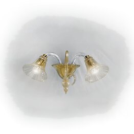 Crystal and 24k gold wall light at two lights