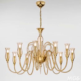Modern Chandelier with amber decoration at ten lights