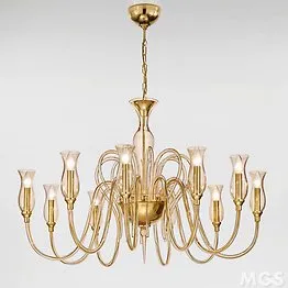Chandelier with amber decoration at ten lights