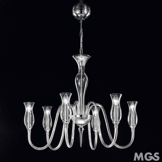 Teodato Chandelier, Milkwhite chandelier at eight lights