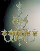 Crystal chandelier with gold decoration at six lights