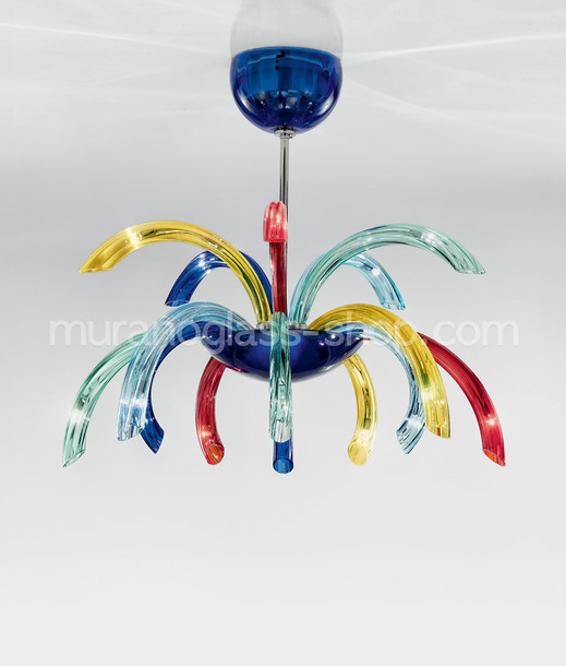 1201 Multi colored chandeliers, Fifteen lights multi colored chandelier