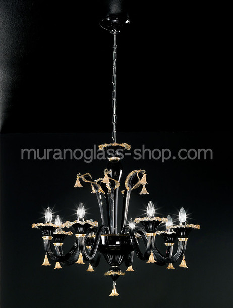 2575 series Chandeliers, Black and gold chandelier at eight lights