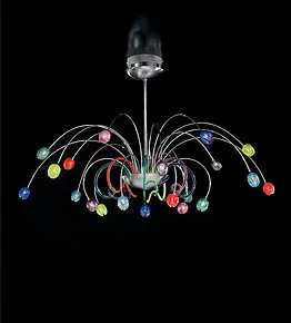 Iron chandelier with multi colored cups