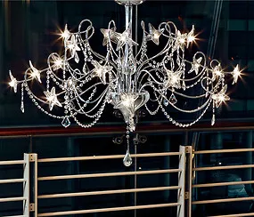 Modern chandelier with flowers, black color
