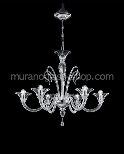 Koons Chandelier, Five lights crystal smoked chandelier