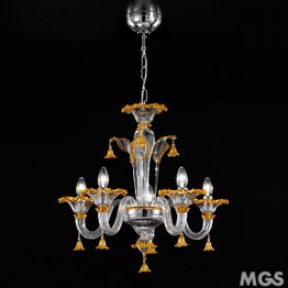 Crystal and Amber chandelier at five lights - MINI version
