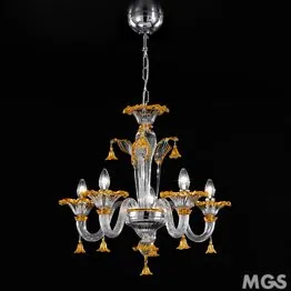 2575 series chandelier, 5 lights, cristal and amethyst with 24k gold color