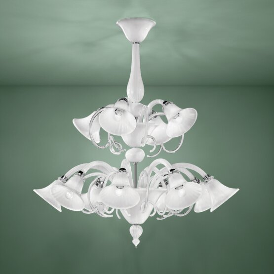 Venier Chandelier, 8+4 lights, blue color