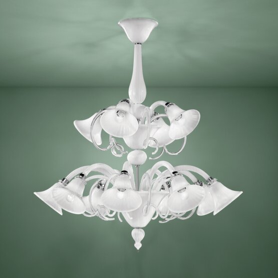 Venier Chandelier, 8+4 lights, crystal with amber decoration color