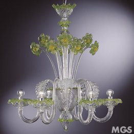 Crystal chandelier with green details